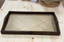 Bambus Holz Rattan Tablett 44,5 cm x 27 cm