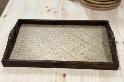 Bambus Holz Rattan Tablett 48,5 cm x 30,5 cm