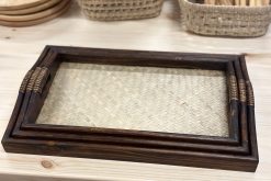 SET 3 BAMBUSHOLZ-Rattan-TRAYS