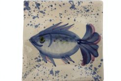 Wellenteller 20x20cm "blauer Fisch".